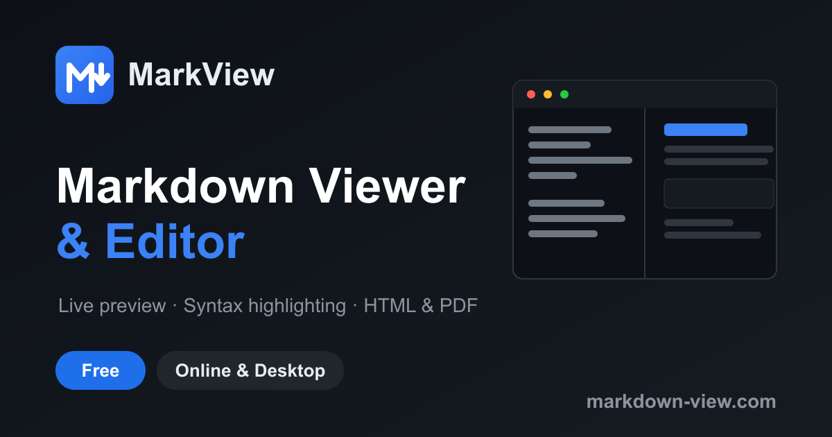 Markdown Viewer & Editor Online — Free, Live Preview & PDF